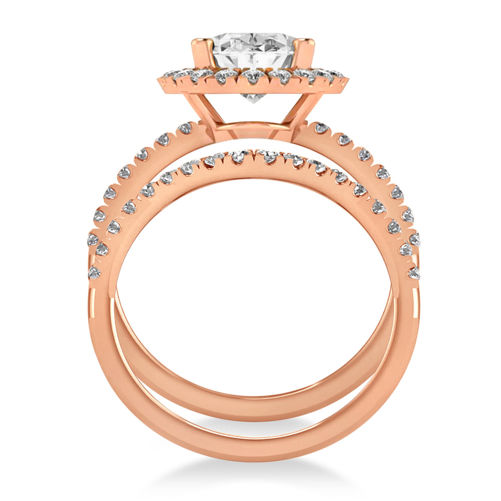 Lab & White Diamonds Oval-Cut Halo Bridal Set 14K Rose Gold (3.78ct)