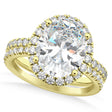 Lab & White Diamonds Oval-Cut Halo Bridal Set 14K Yellow Gold (3.78ct)