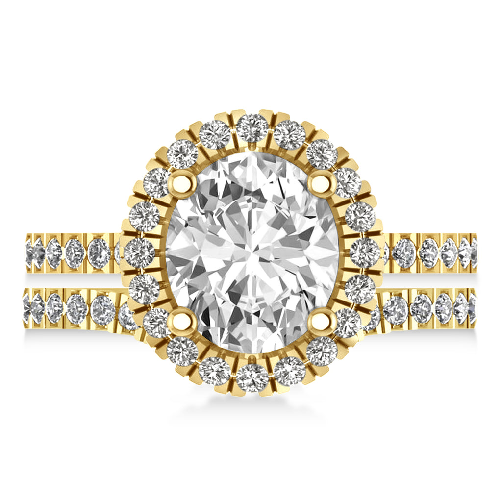 Lab & White Diamonds Oval-Cut Halo Bridal Set 14K Yellow Gold (3.78ct)