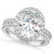 Moissanite & Diamonds Oval-Cut Halo Bridal Set 14K White Gold (3.50ct)