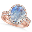 Moonstone & Diamonds Oval-Cut Halo Bridal Set 14K Rose Gold (3.58ct)