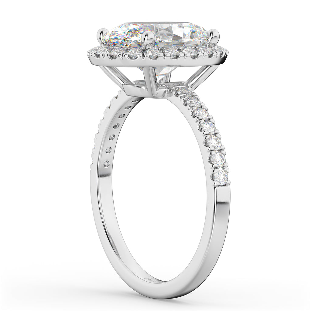 Oval Cut Halo Lab Grown Diamond Engagement Ring 14K White Gold (3.51ct)