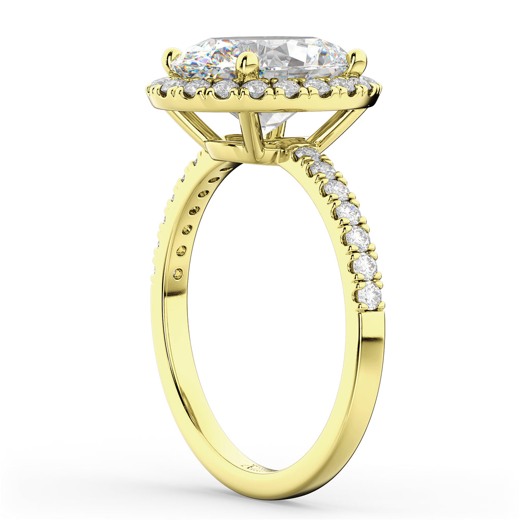 Oval Cut Halo Moissanite & Diamond Engagement Ring 14K Yellow Gold 2.72ct