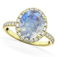 Oval Cut Halo Moonstone & Diamond Engagement Ring 14K Yellow Gold 3.31ct