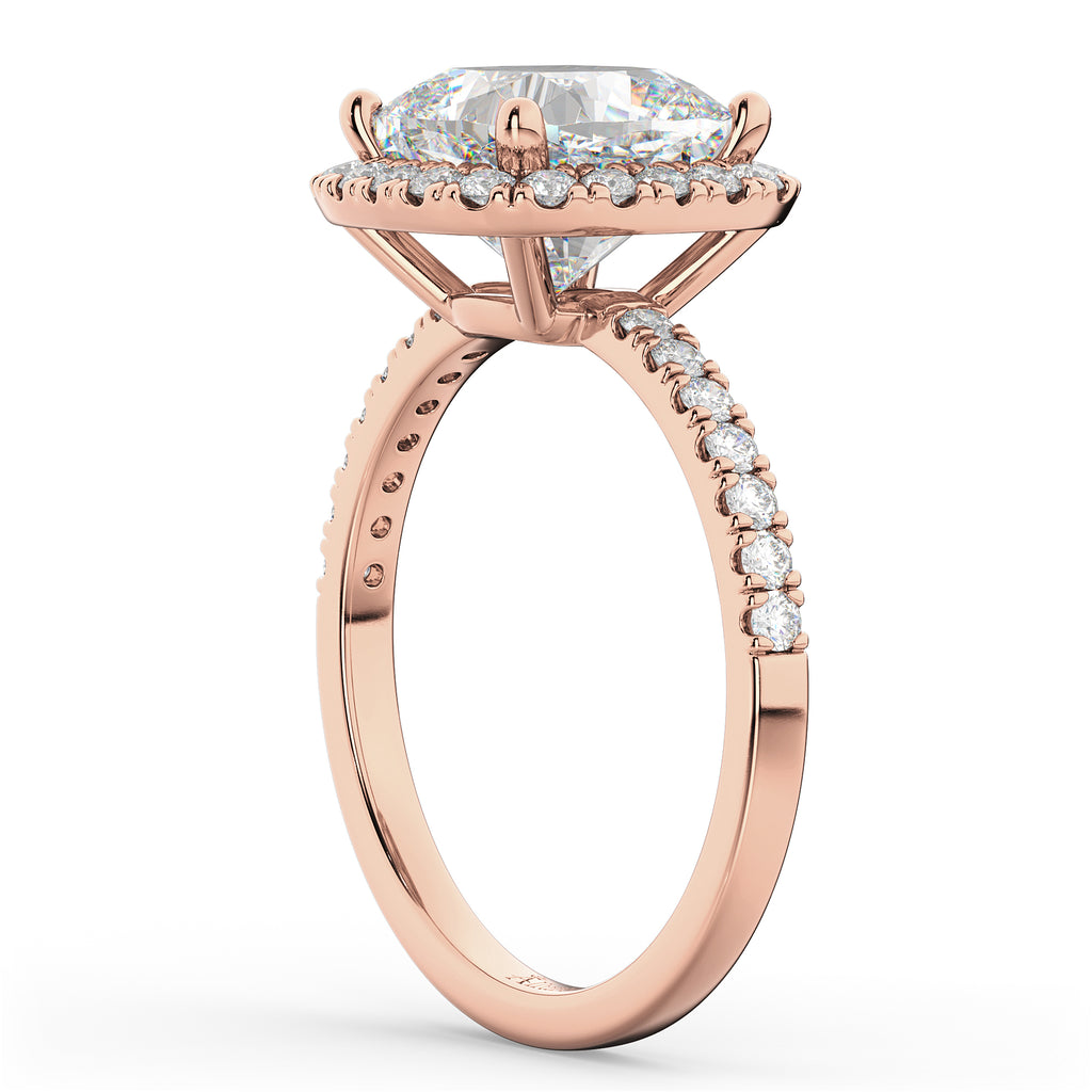 Cushion Cut Halo Diamond Engagement Ring 14k Rose Gold (2.55ct)