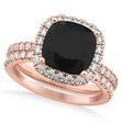 Black & White Diamonds Cushion-Cut Halo Bridal Set 14K Rose Gold (2.82ct)