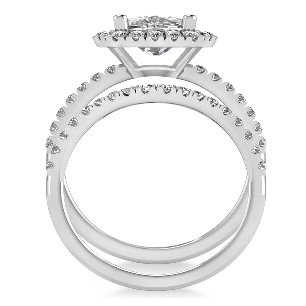 Lab & White Diamonds Cushion-Cut Halo Bridal Set 14K White Gold (2.82ct)