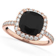 Cushion Cut Black Diamond Engagement Ring 14k Rose Gold (2.55ct)