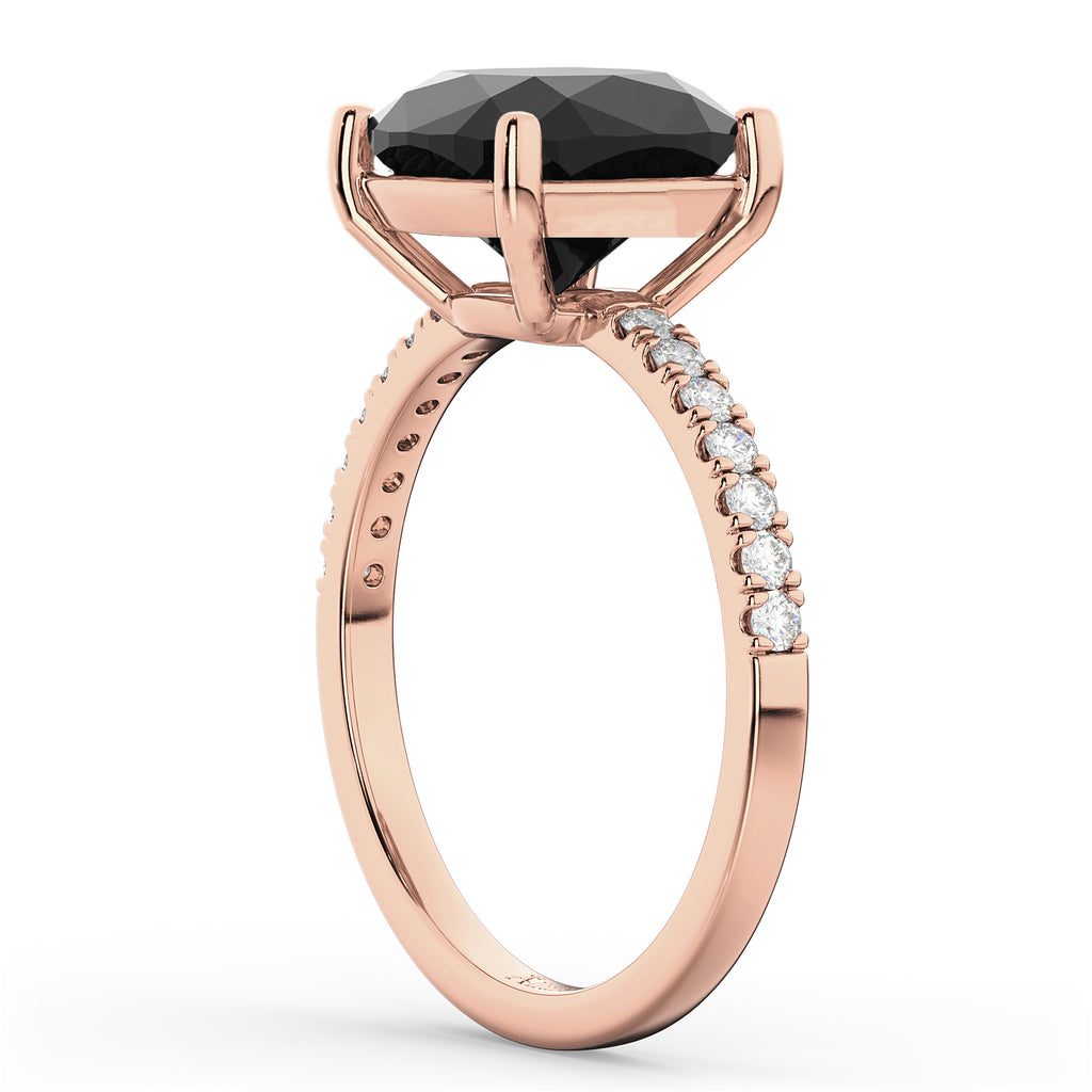 Cushion Cut Black Diamond Engagement Ring 14k Rose Gold (2.25ct)