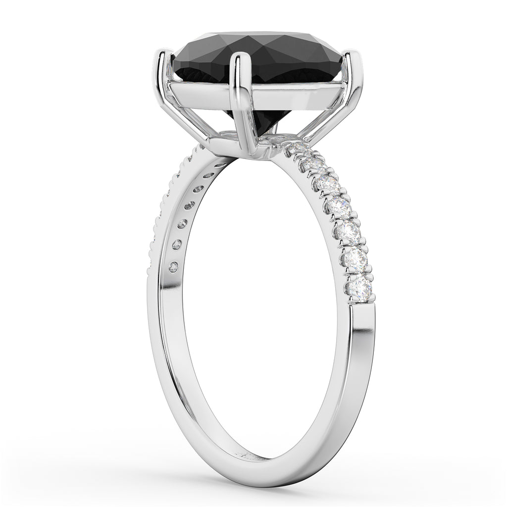 Cushion Cut Black Diamond Engagement Ring 14k White Gold (2.25ct)