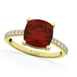 Cushion Cut Garnet & Diamond Engagement Ring 14k Yellow Gold (2.81ct)