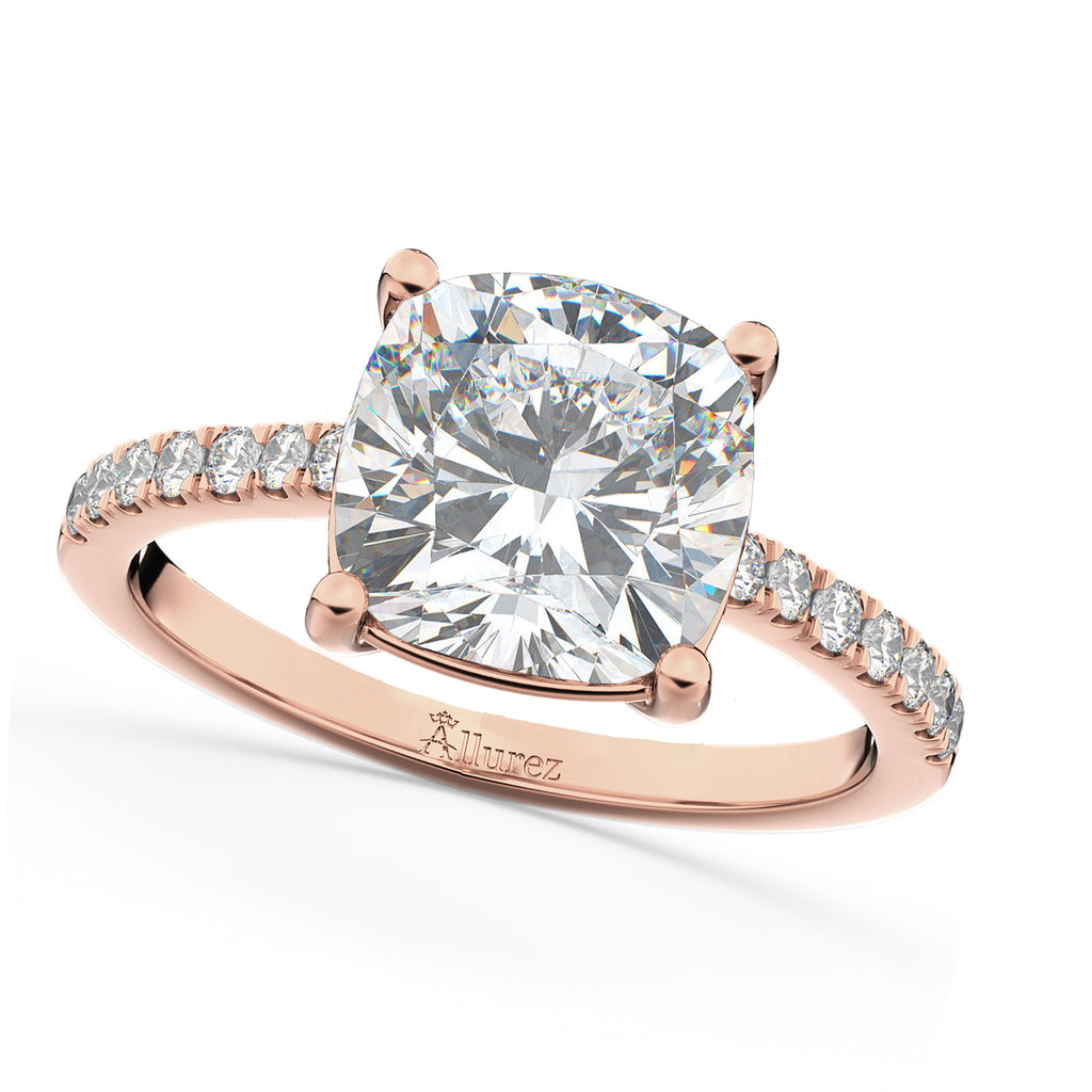 Cushion Cut Lab Diamond Engagement Ring 14k Rose Gold (2.25ct)