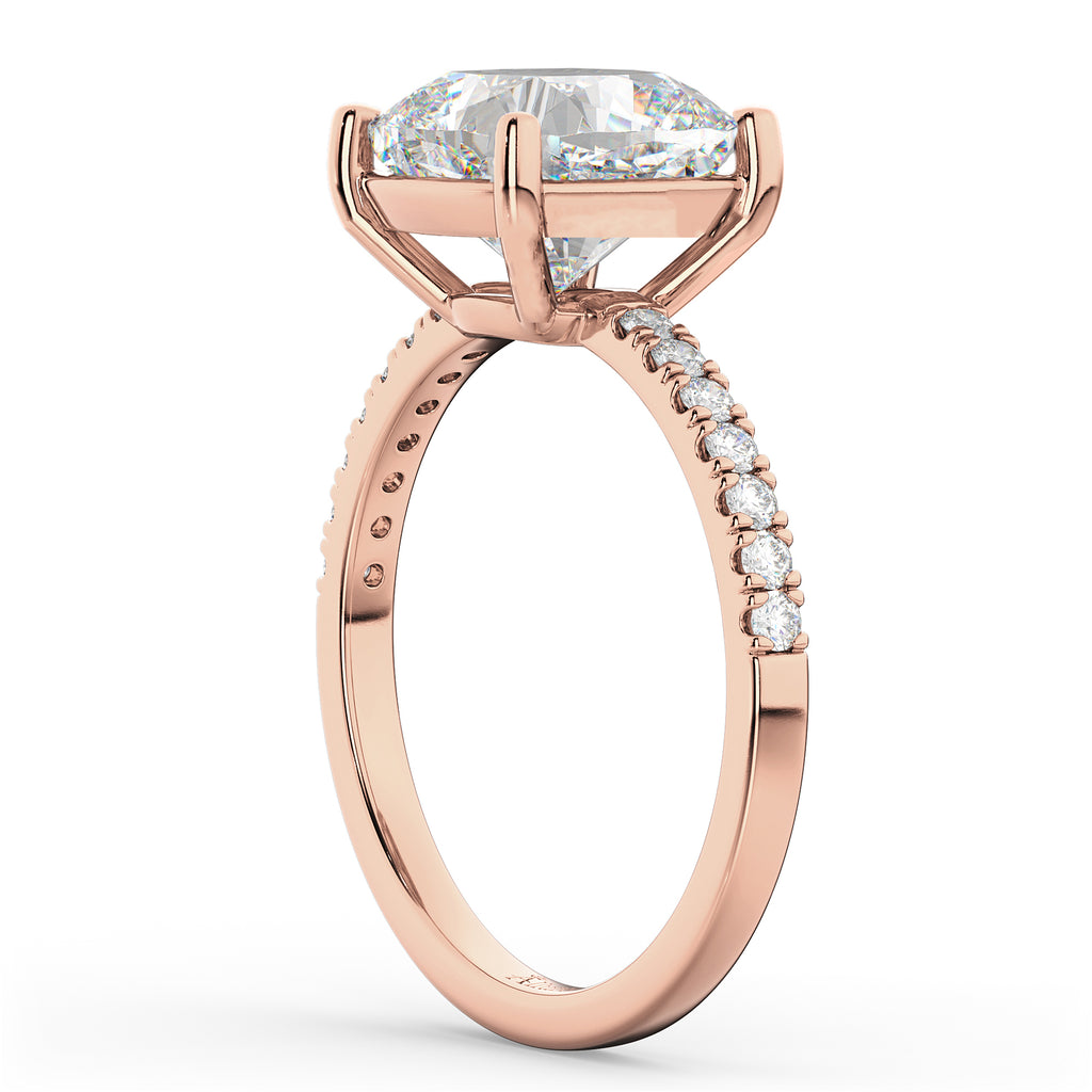 Cushion Cut Moissanite & Diamond Engagement Ring 14k Rose Gold (2.36ct)