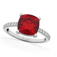 Cushion Cut Ruby & Diamond Engagement Ring 14k White Gold (2.81ct)