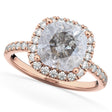 Cushion Cut Salt & Pepper Diamond Engagement Ring 14k Rose Gold (2.55ct)