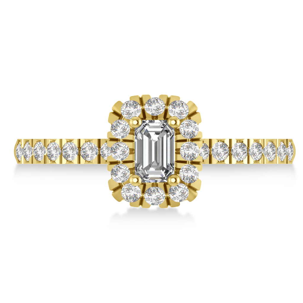 Emerald Diamond Halo Engagement Ring 14k Yellow Gold (0.68ct)