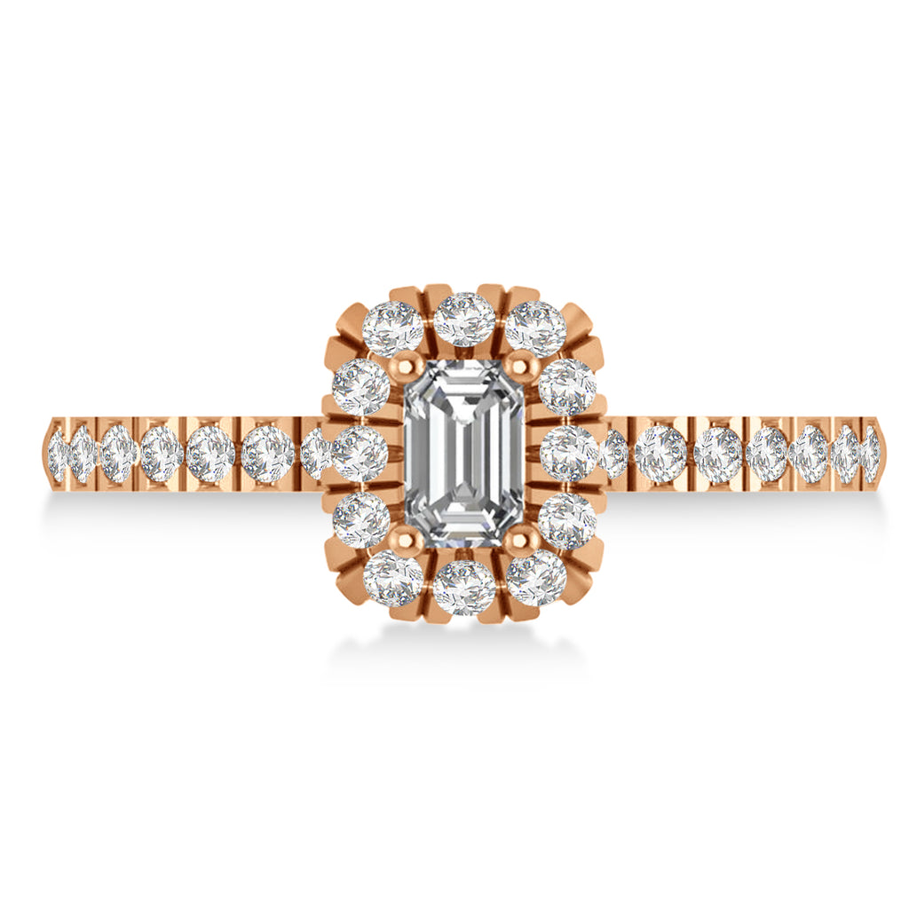 Emerald Lab Grown Diamond Halo Engagement Ring 14k Rose Gold (0.68ct)