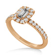 Emerald Moissanite & Diamond Halo Engagement Ring 14k Rose Gold (0.68ct)