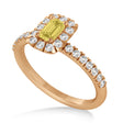 Emerald Yellow & White Diamond Halo Engagement Ring 14k Rose Gold (0.68ct)