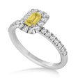 Emerald Yellow & White Diamond Halo Engagement Ring 14k White Gold (0.68ct)