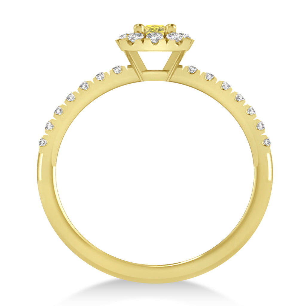 Emerald Yellow & White Diamond Halo Engagement Ring 14k Yellow Gold (0.68ct)