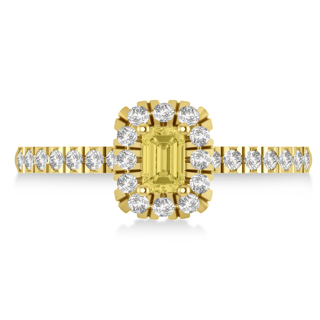 Emerald Yellow & White Diamond Halo Engagement Ring 14k Yellow Gold (0.68ct)