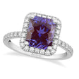 Lab Alexandrite & Diamond Engagement Ring 14k White Gold (3.32ct)