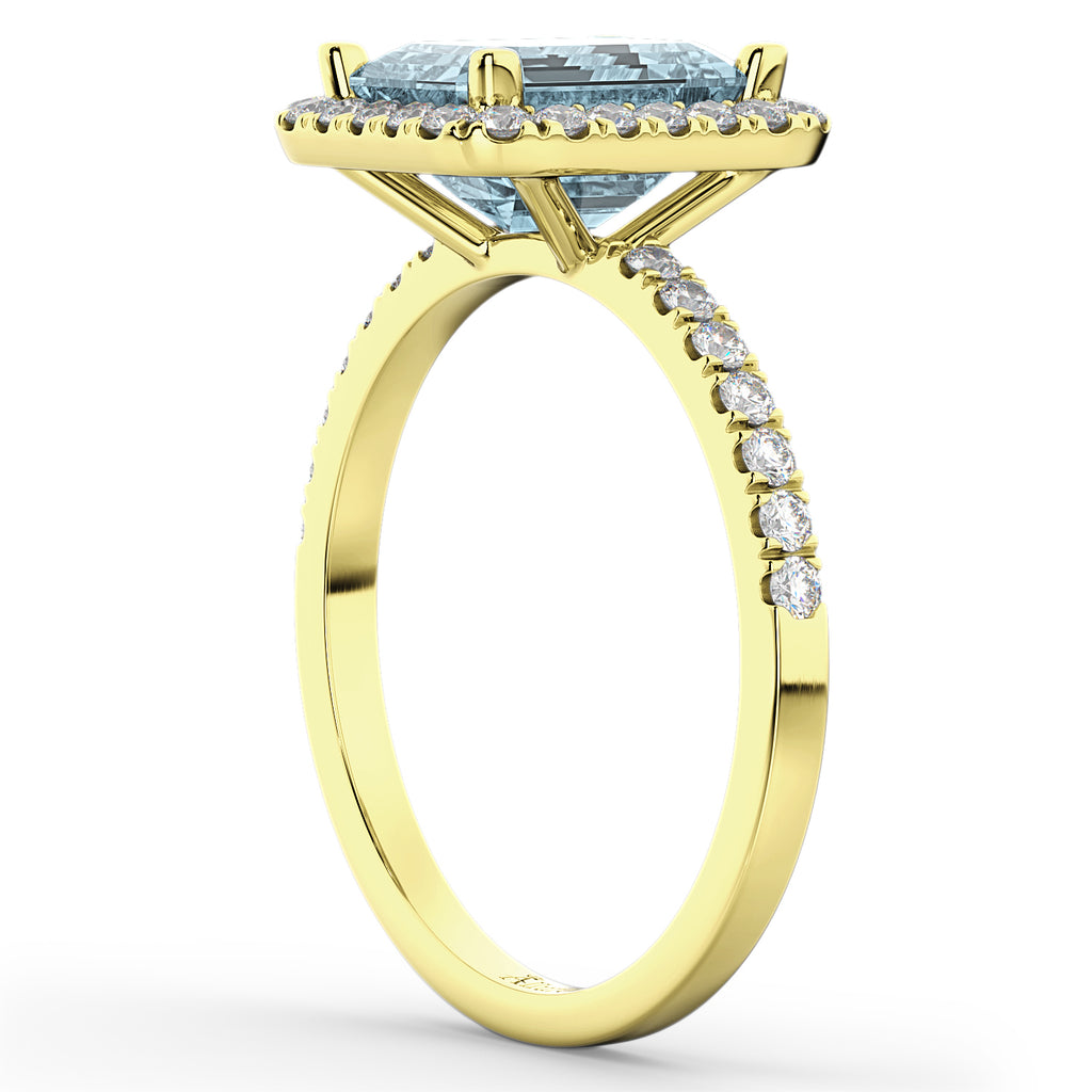Lab Aquamarine & Lab Diamond Engagement Ring 14k Yellow Gold (3.32ct)