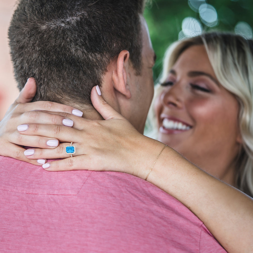 Blue Topaz & Diamond Engagement Ring 14k Rose Gold (3.32ct)