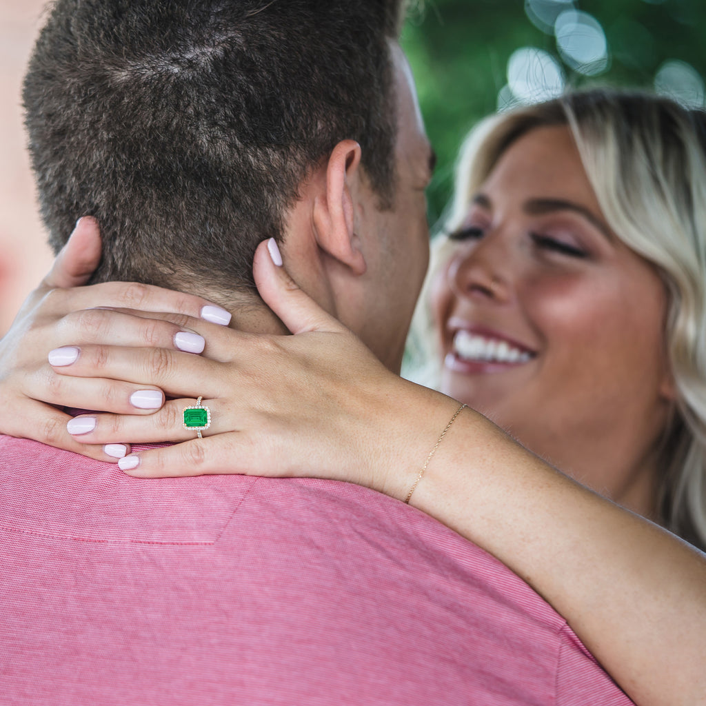 Emerald & Diamond Engagement Ring 14k Rose Gold (3.32ct)