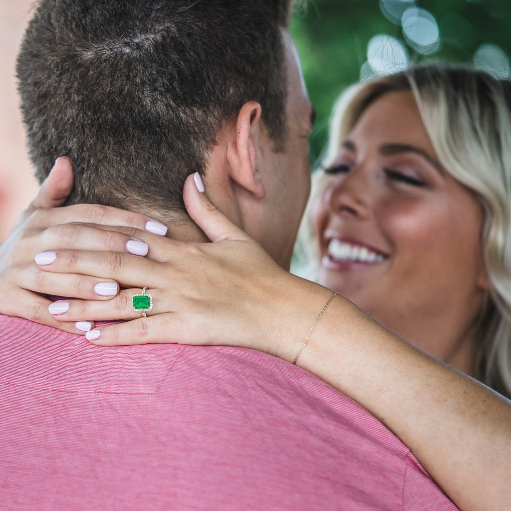 Emerald & Diamond Engagement Ring 14k Yellow Gold (3.32ct)