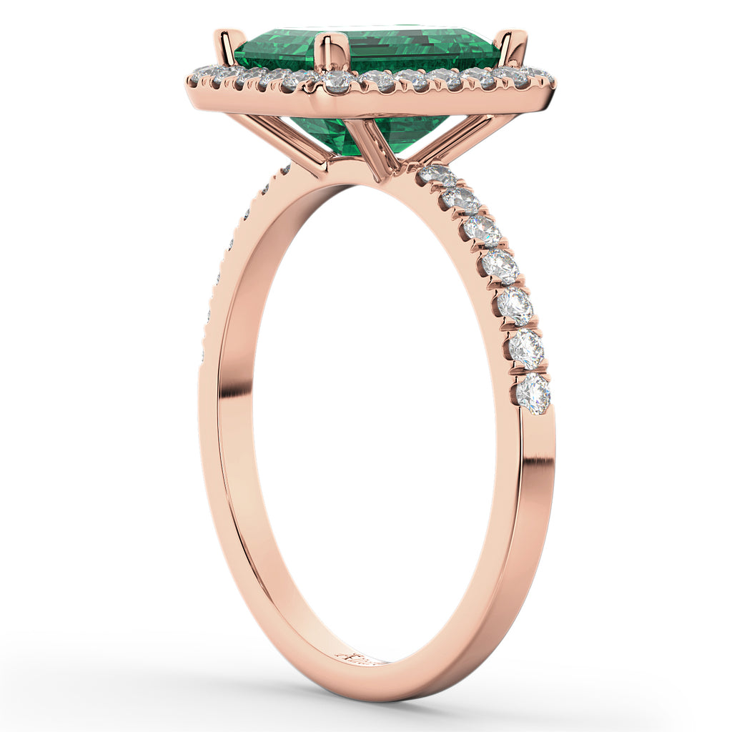 Lab Emerald & Lab Diamond Engagement Ring 18k Rose Gold (3.32ct)