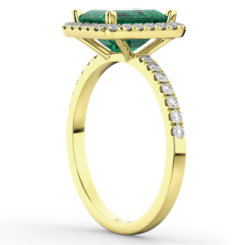 Lab Emerald & Lab Diamond Engagement Ring 18k Yellow Gold (3.32ct)
