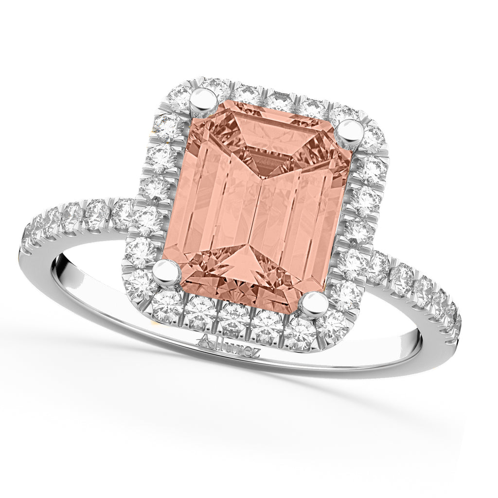 Lab Morganite & Diamond Engagement 14k White Gold (3.32 ct)