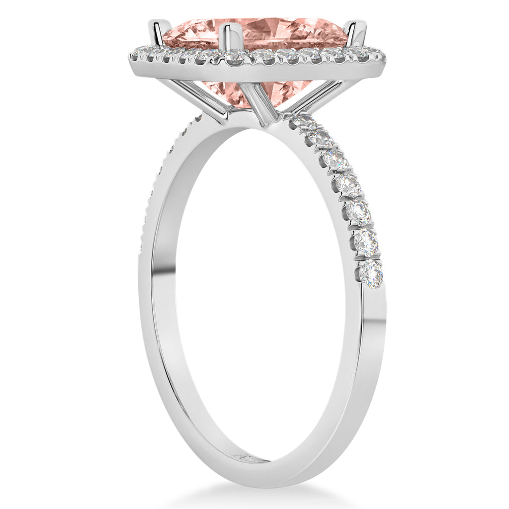 Lab Morganite & Diamond Engagement 14k White Gold (3.32 ct)