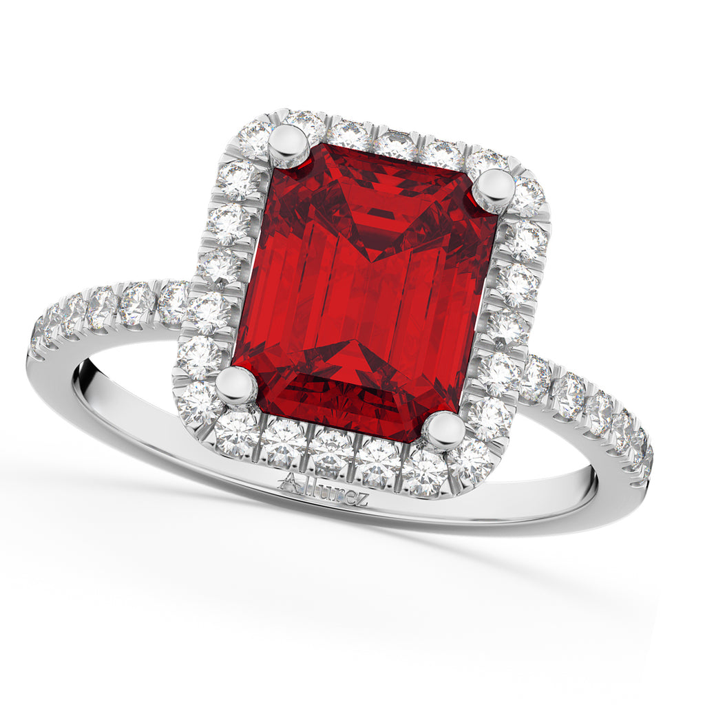 Lab Ruby & Lab Diamond Engagement Ring 18k White Gold (3.32ct)