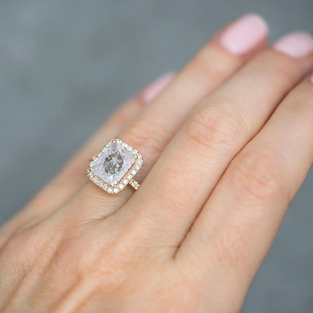 Salt & Pepper Lab  Diamond Engagement 14k Rose Gold (3.32 ct)