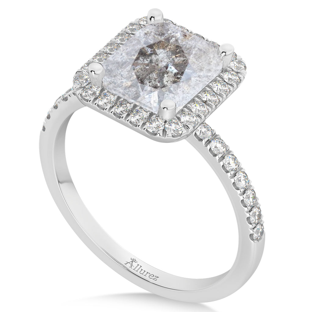 Salt & Pepper Lab  Diamond Engagement 14k White Gold (3.32 ct)