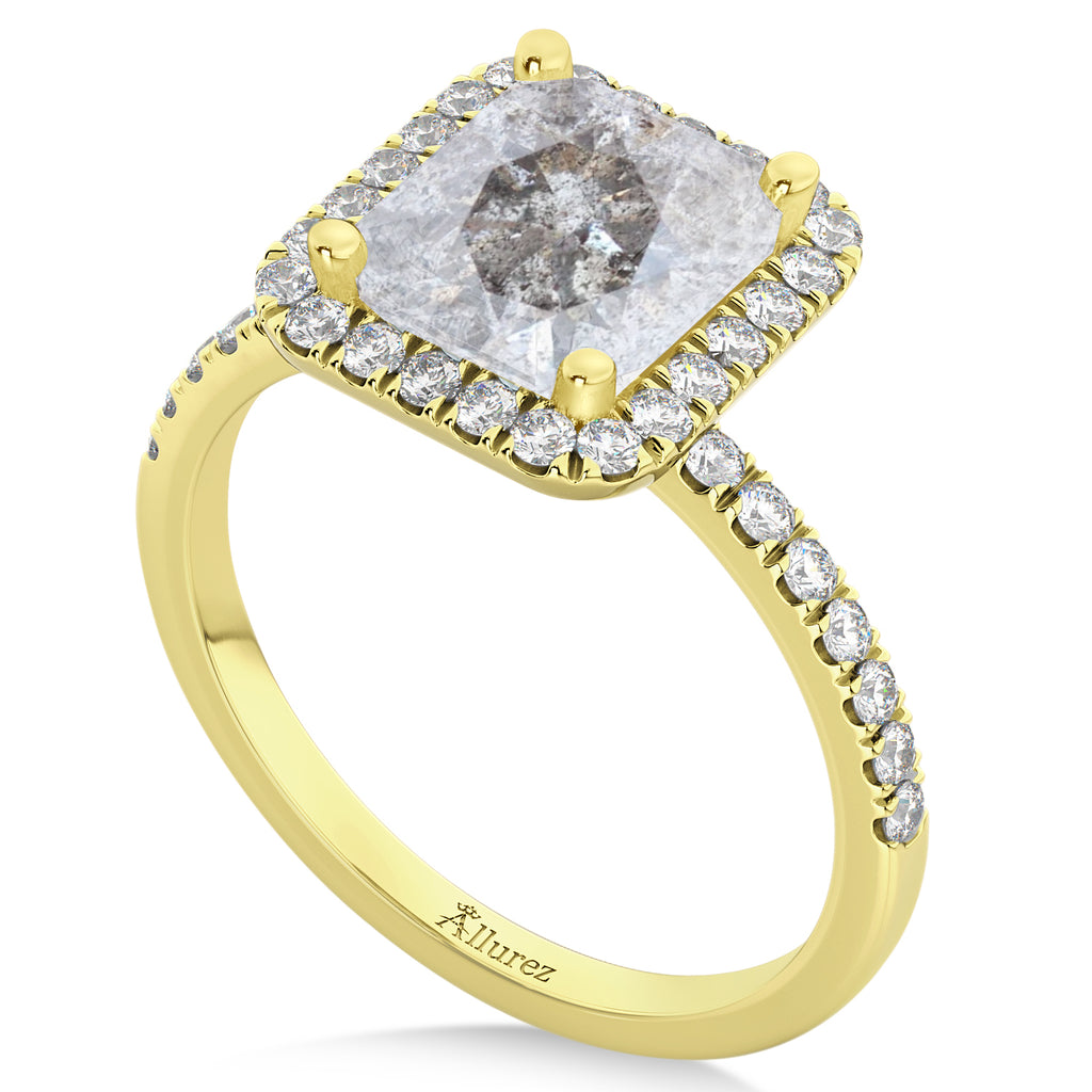 Salt & Pepper Lab  Diamond Engagement 14k Yellow Gold (3.32 ct)