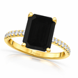 Emerald Cut Black Diamond & Diamond Engagement Ring 14k Yellow Gold (2.96ct)