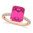 Emerald Cut Pink Tourmaline & Diamond Engagement Ring 14k Rose Gold (2.96ct)