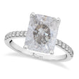 Emerald Cut Salt & Pepper & White Diamond Engagement Ring 14k White Gold (2.96ct)