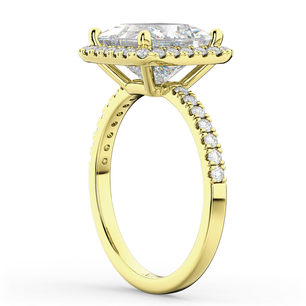 Princess Cut Halo Diamond Engagement Ring 14K Yellow Gold (3.58ct)