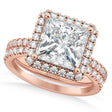 Moissanite & Diamonds Princess-Cut Halo Bridal Set 14K Rose Gold (3.62ct)