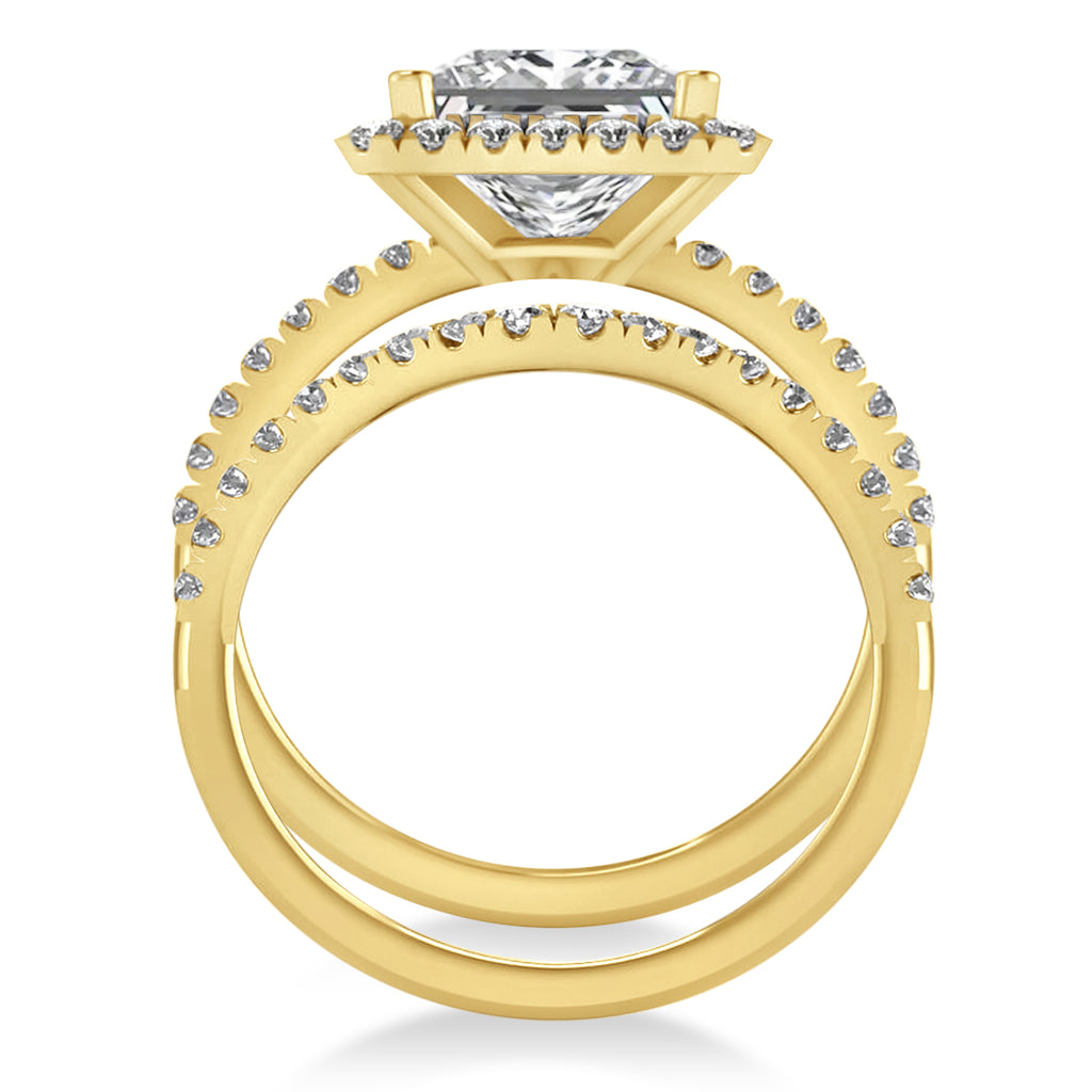 Moissanite & Diamonds Princess-Cut Halo Bridal Set 14K Yellow Gold (3.62ct)