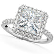 Princess Cut Halo Lab Diamond Engagement Ring 14K White Gold (3.58ct)