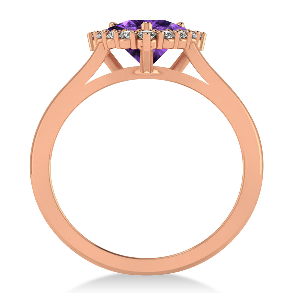 Diamond & Amethyst Trillion Cut Ring 14k Rose Gold (1.26ct)