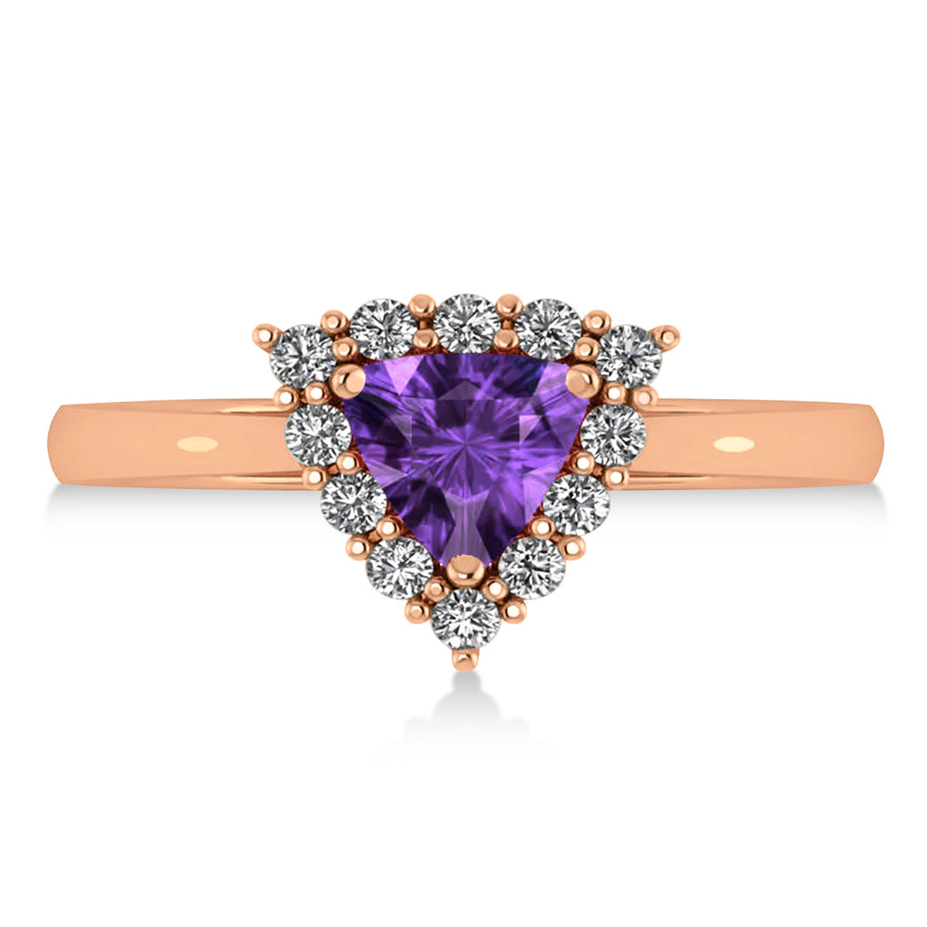 Diamond & Amethyst Trillion Cut Ring 14k Rose Gold (1.26ct)