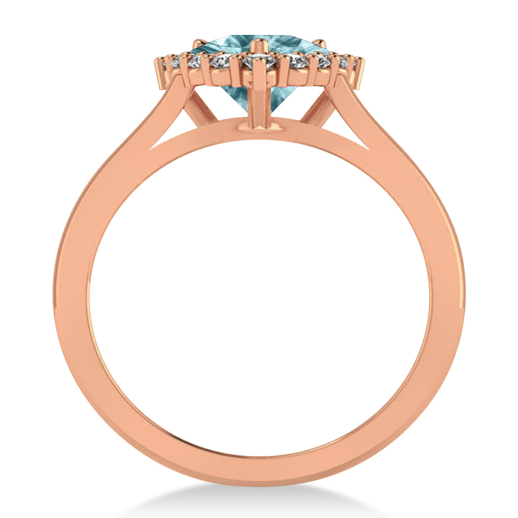 Diamond & Aquamarine Trillion Cut Ring 14k Rose Gold (1.28ct)