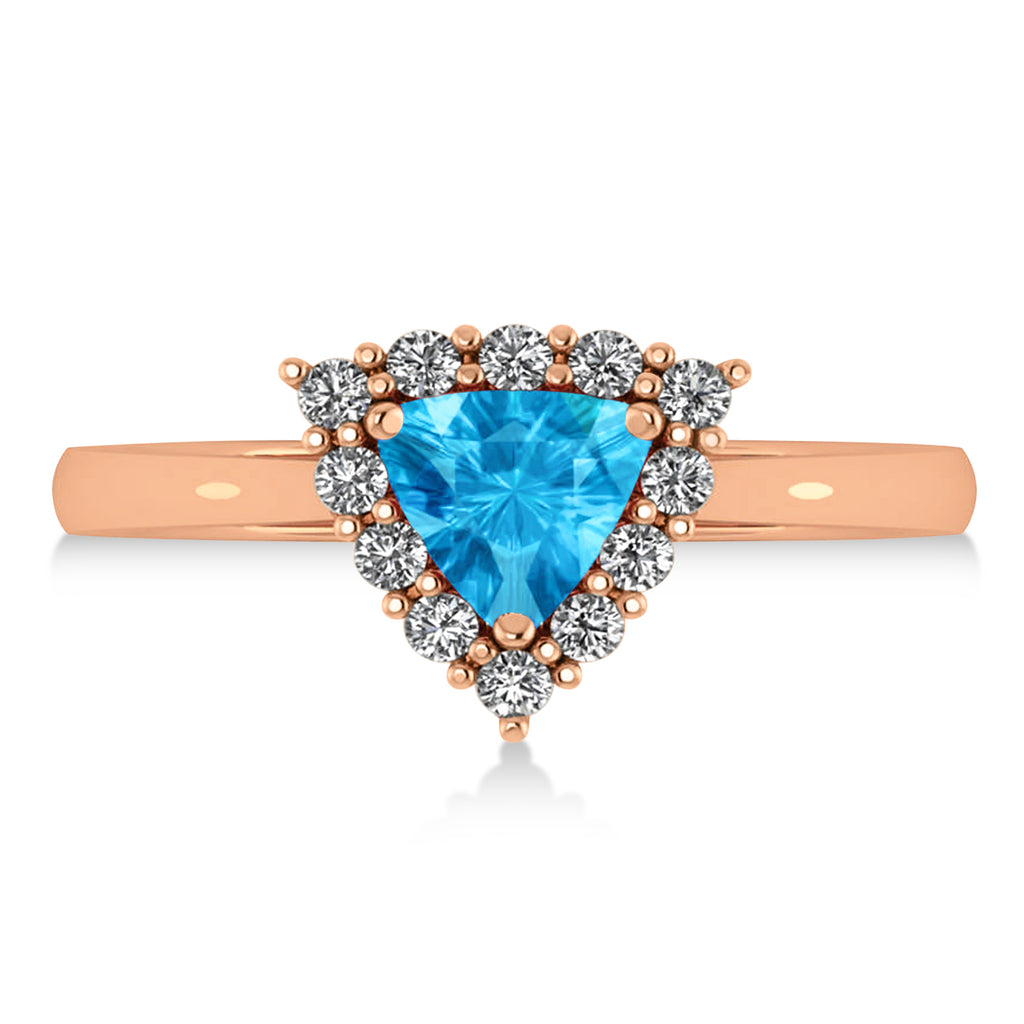 Diamond & Blue Topaz Trillion Cut Ring 14k Rose Gold (1.6ct)